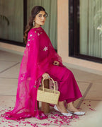 Chroma Charm Purple Handpainted Cotton Suit Set