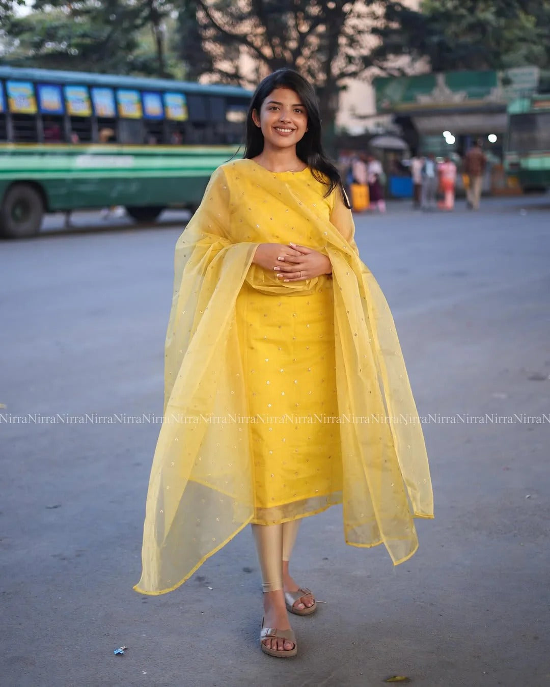 Yellow Organza Kurta Set Regular price