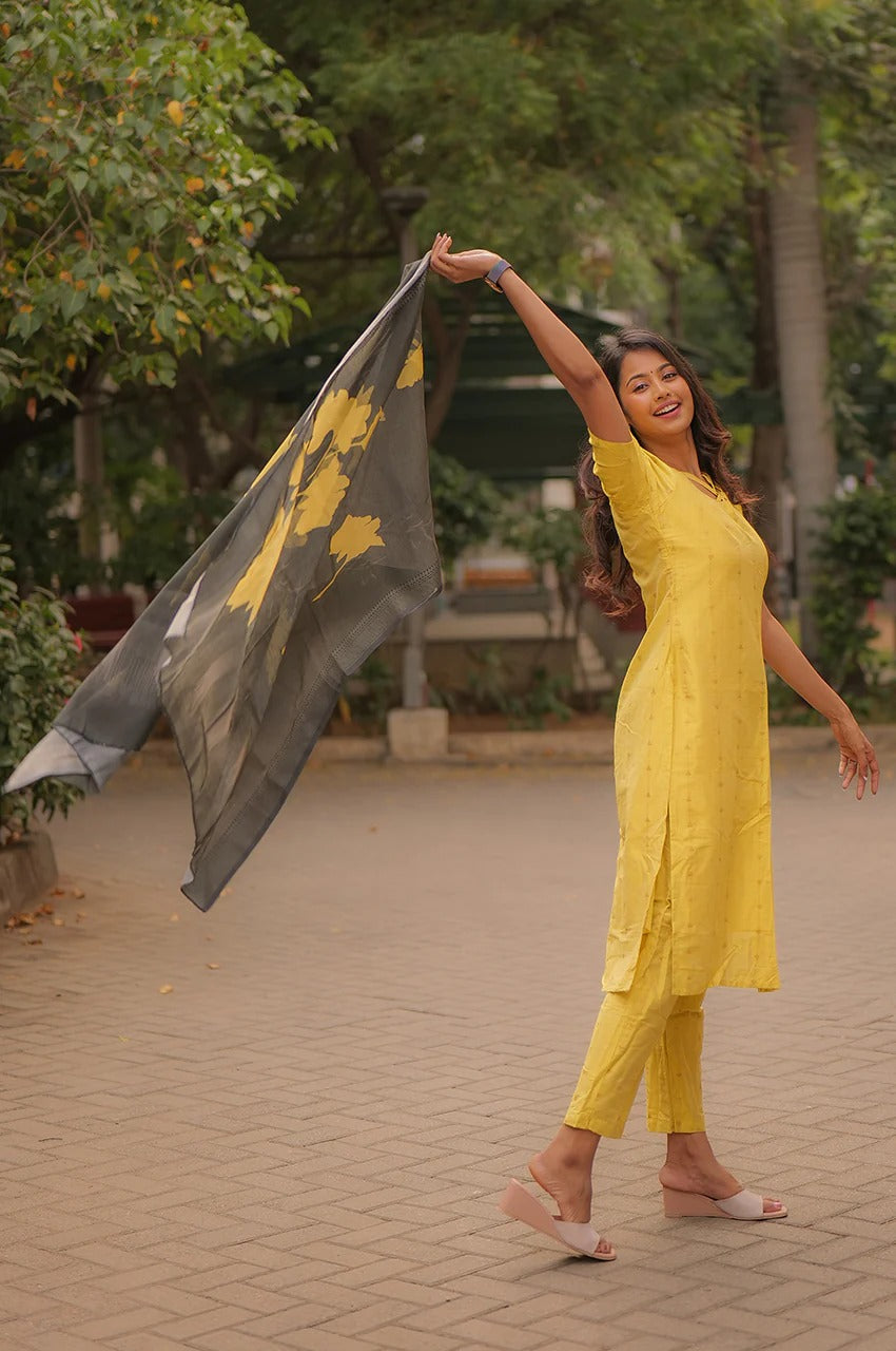 Sunray Grace Kurti Set €“ Mustard Cotton Charm