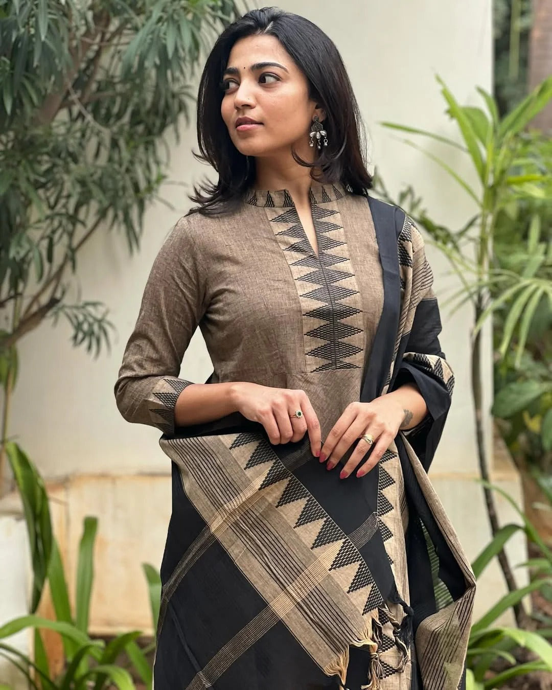 Grey Pure South Cotton Mangalgiri Anarkali Set