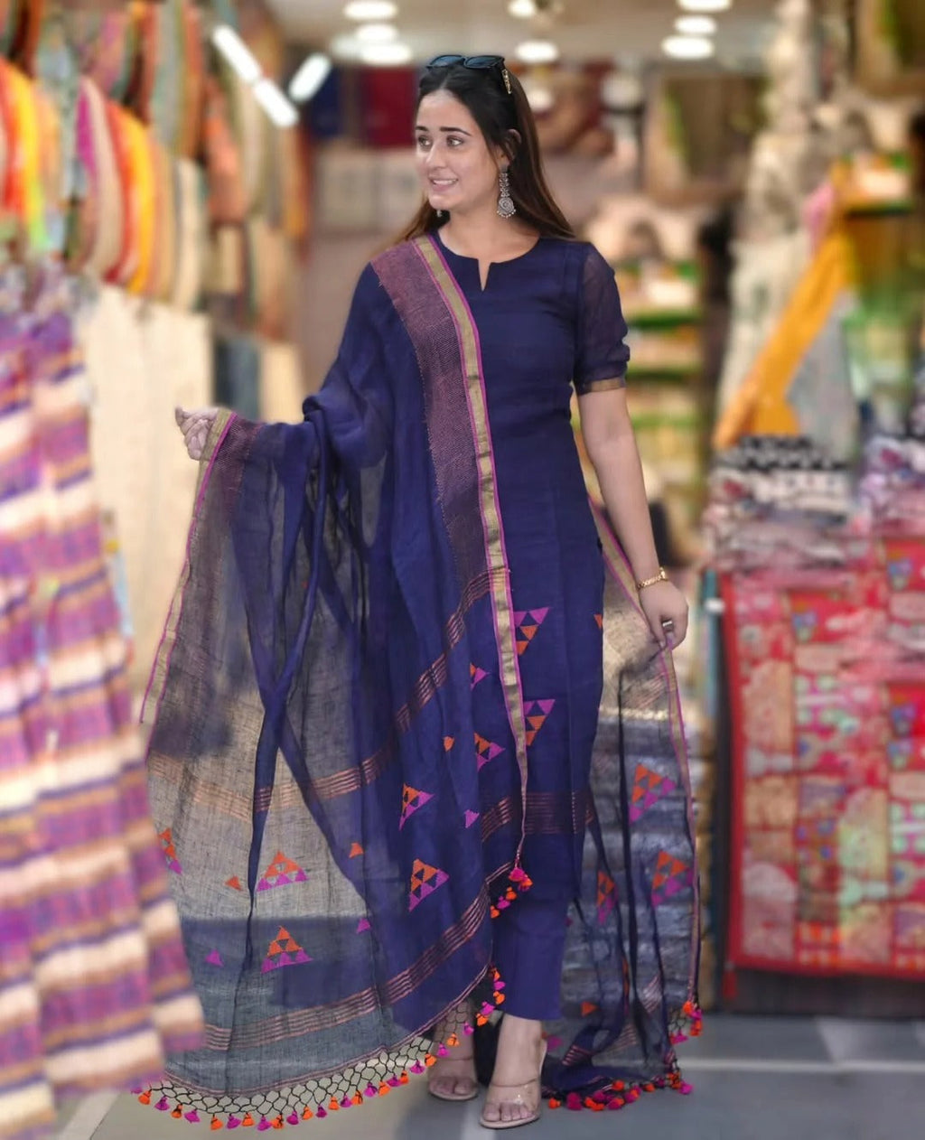 Handwoven Royal Blue Kurta Set