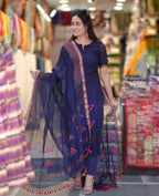 Handwoven Royal Blue Kurta Set