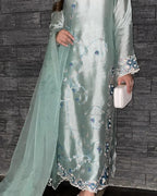 Icy Aqua Silk Suit Set
