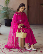 Chroma Charm Purple Handpainted Cotton Suit Set