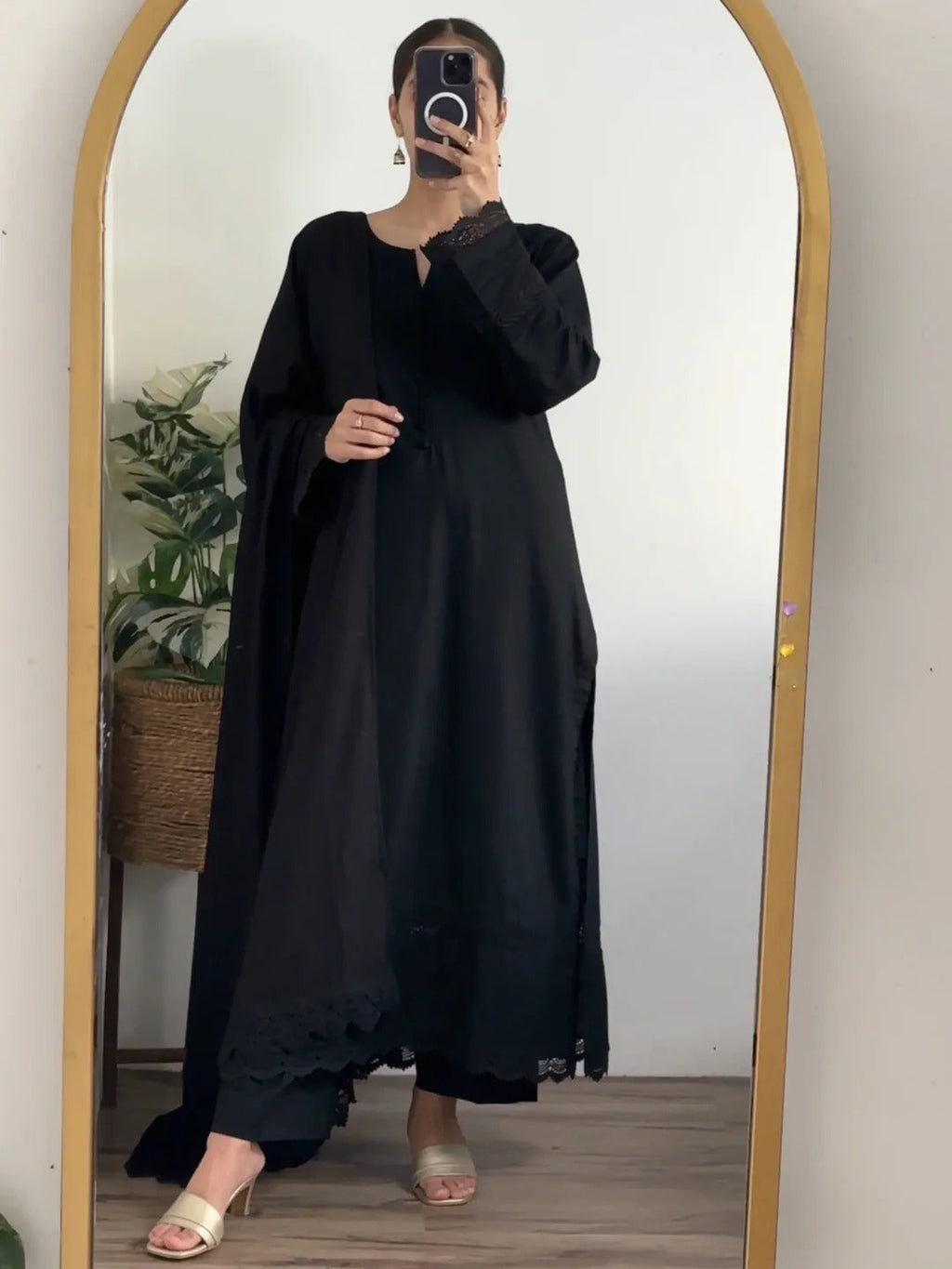 3 Piece - Slub Khaddar Black