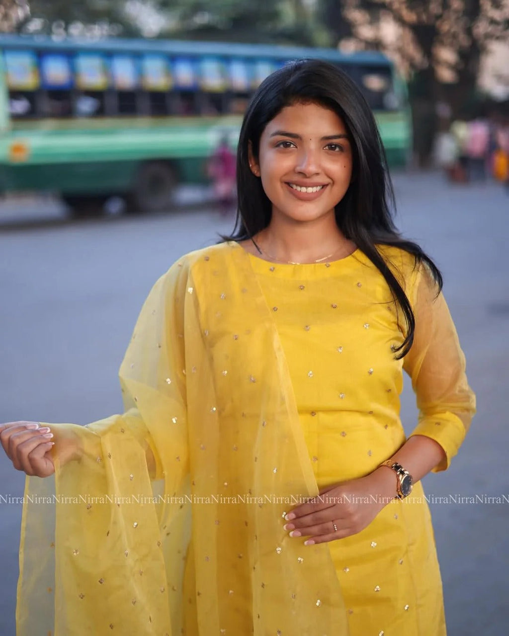 Yellow Organza Kurta Set Regular price