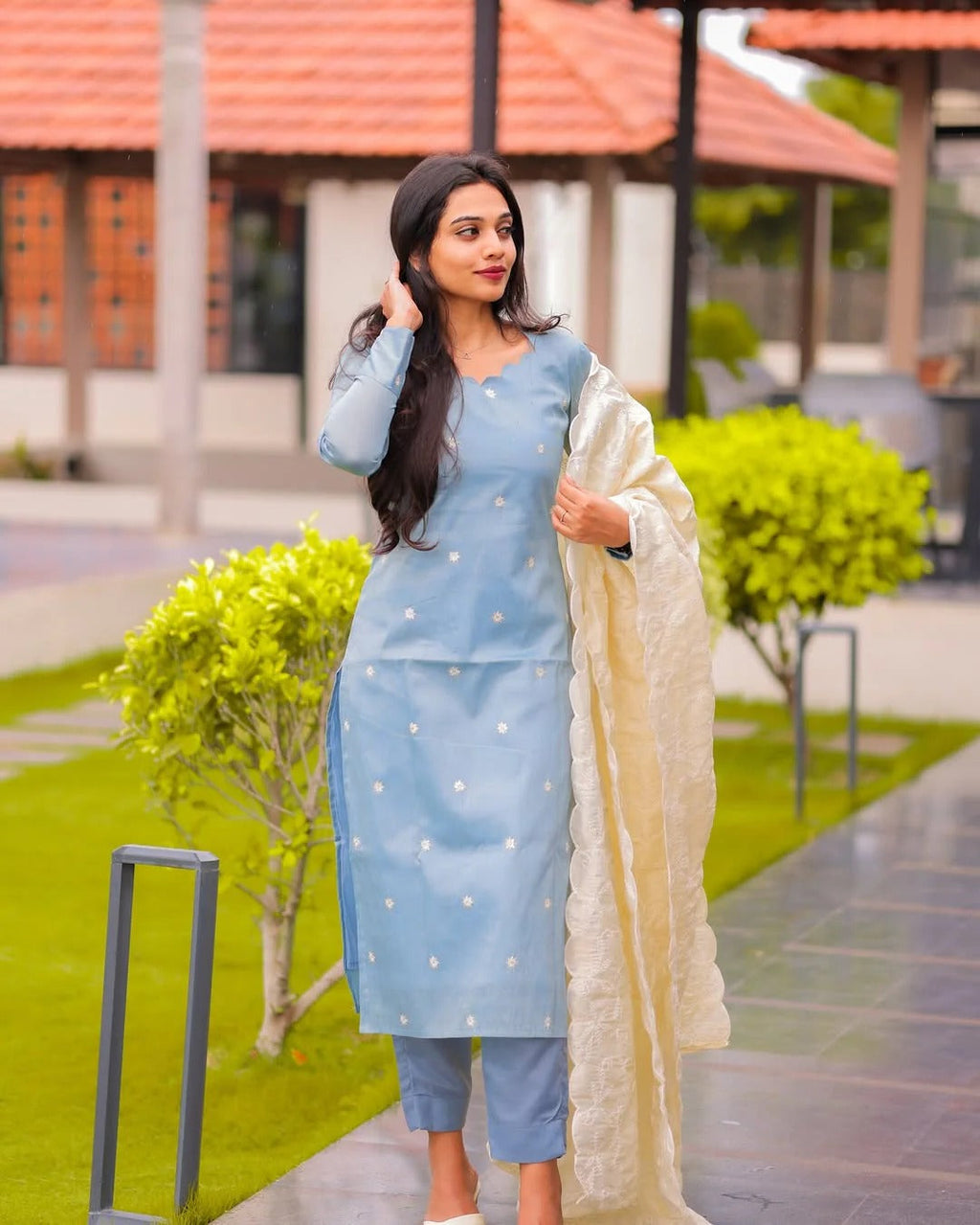 Ice Blue Tissue Suit Set