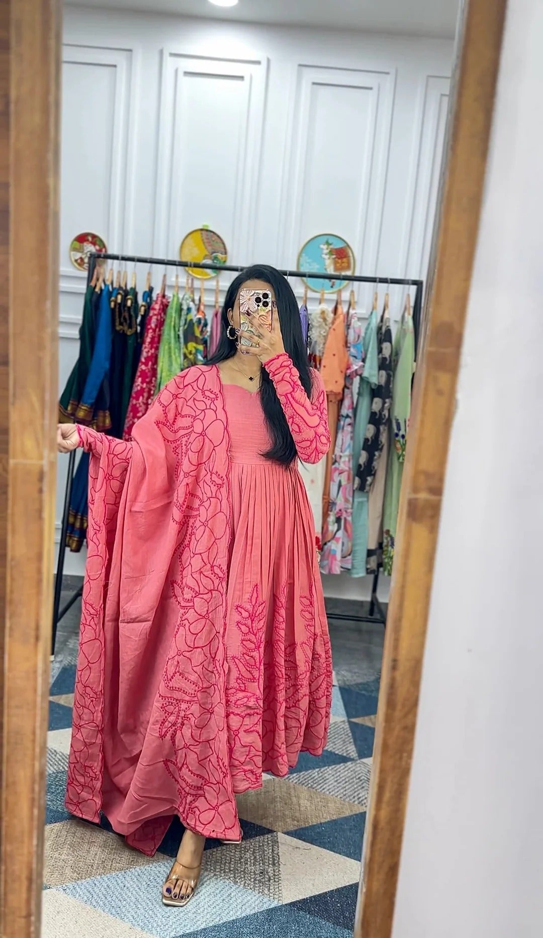 Floral Fantasy Anarkali Pink