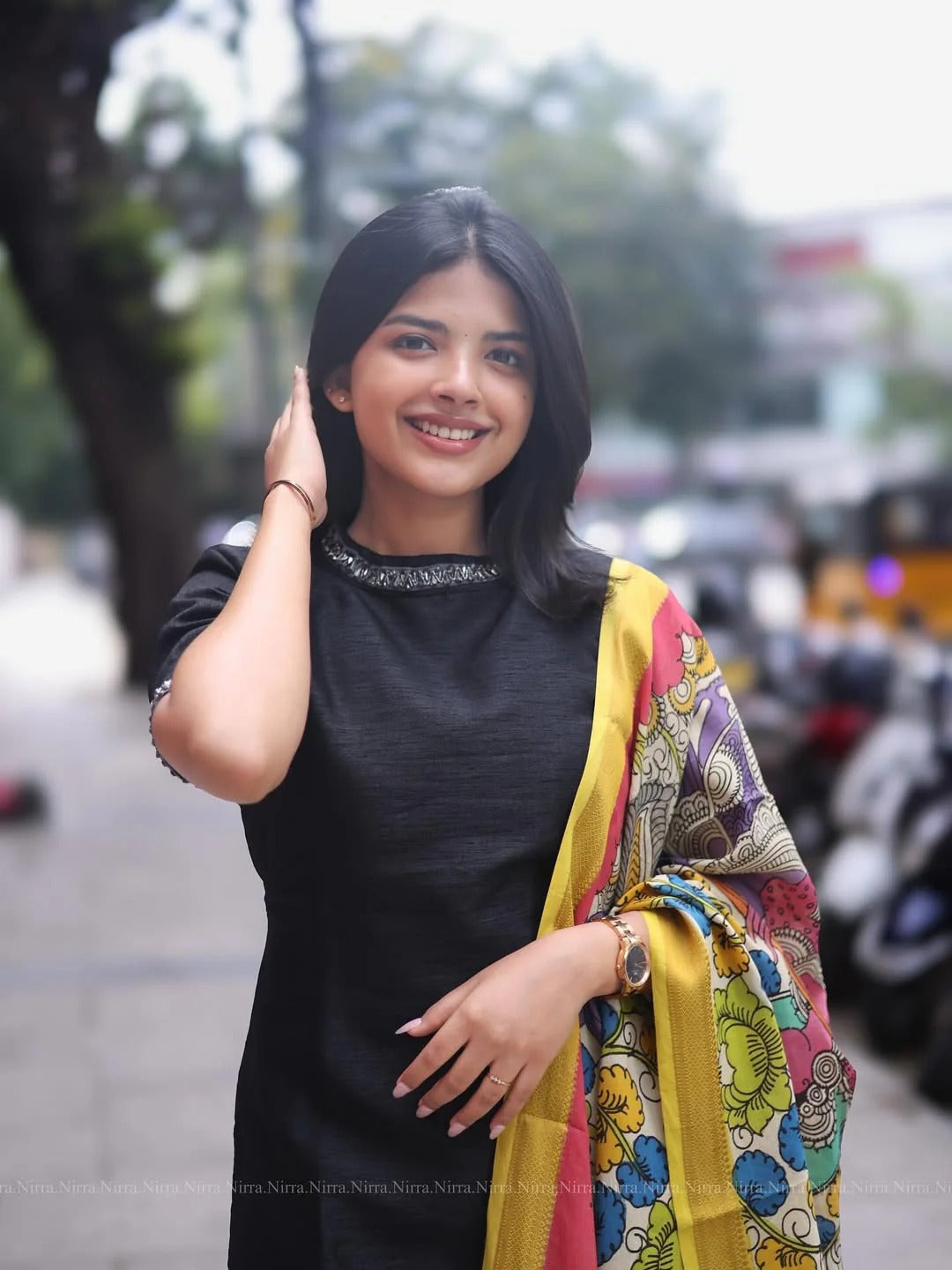 Ethnic Look In Our Black Raw Silk Lace Work Kurta Set