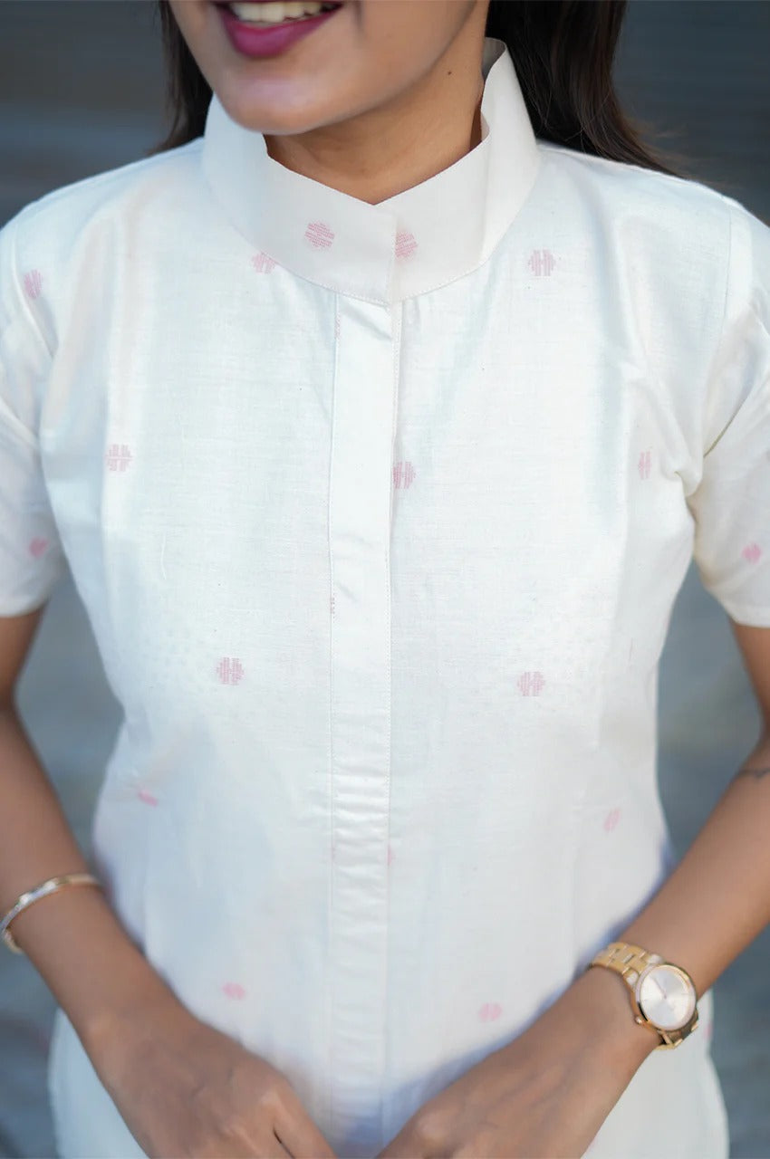 Ivory Pink Handloom Co-ord Set