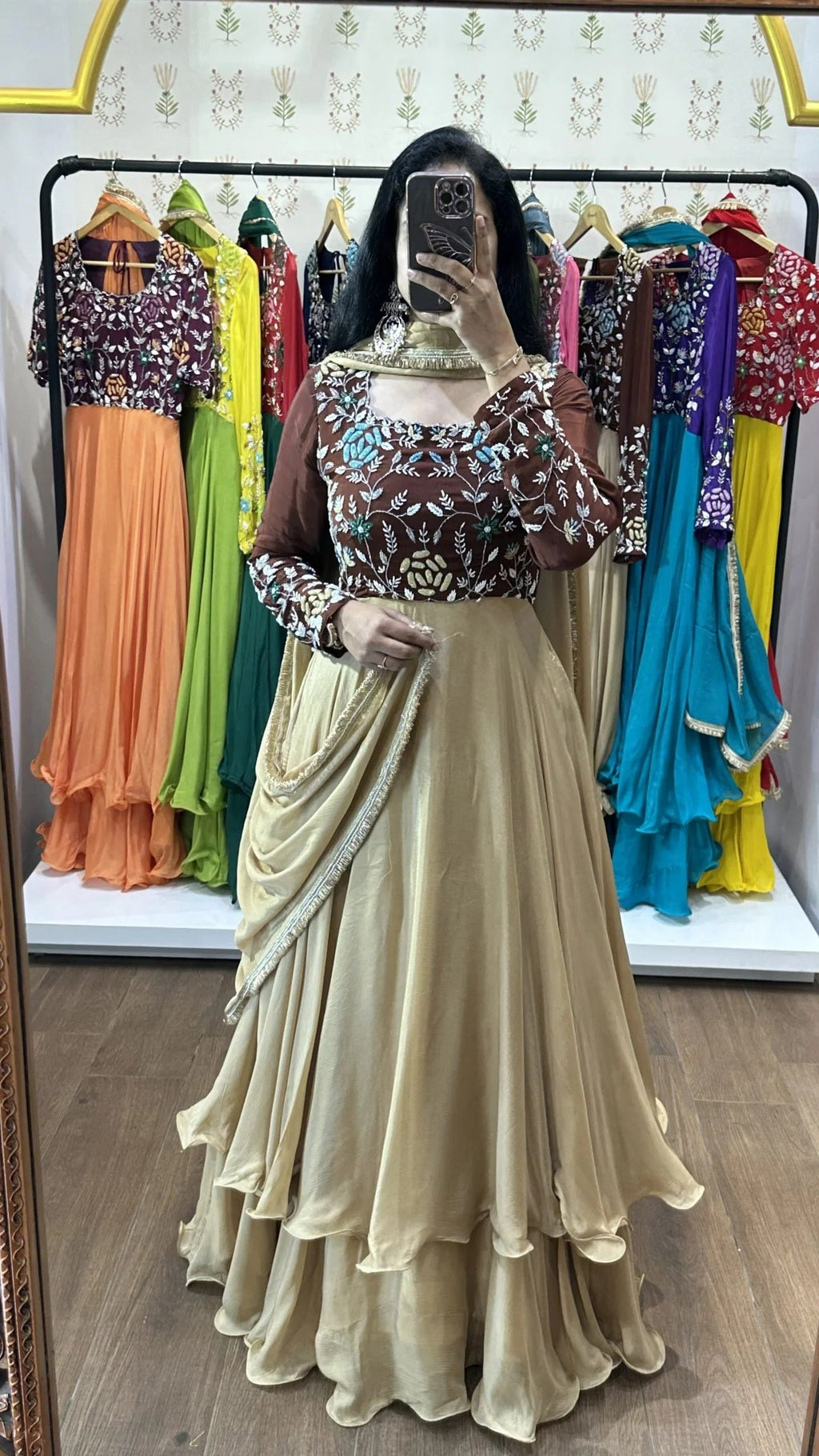 Nitya  Maroon & Cream