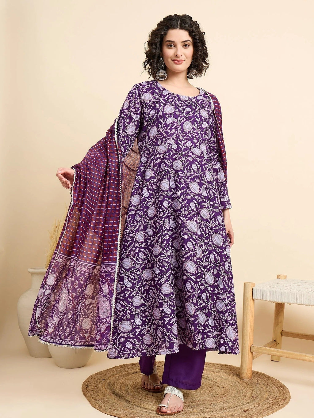 Women‚¬„¢s Viscose Anarkali Kurta and Pant Set with Dupatta