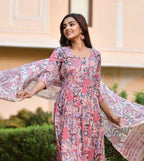 Women‚¬„¢s Pink Printed Viscose Rayon Kurta and Pant Set