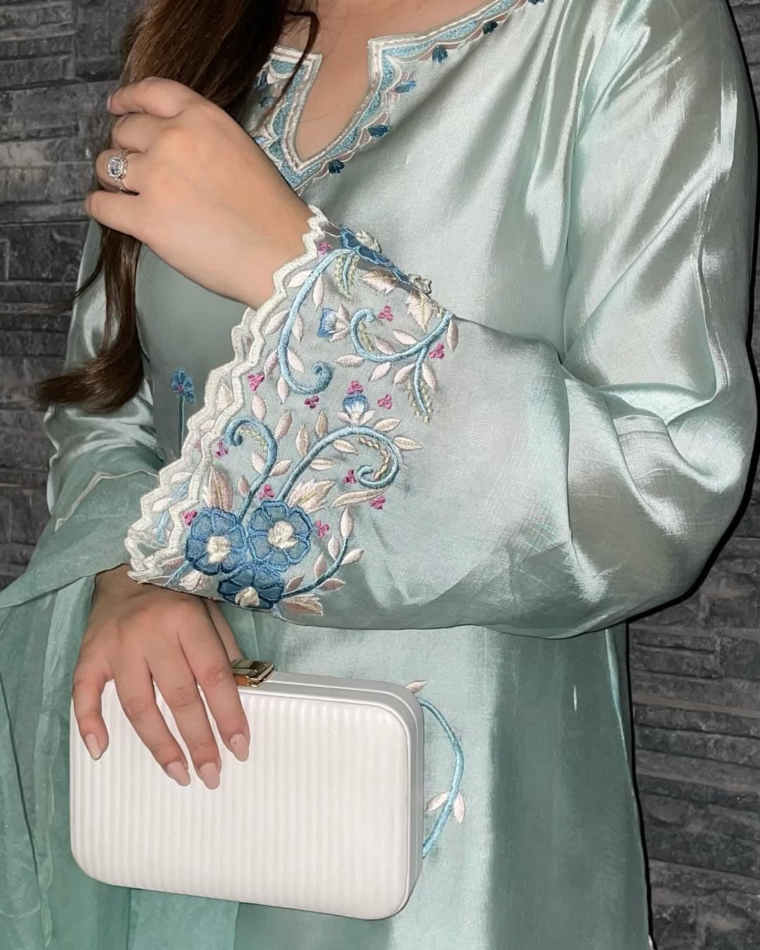 Icy Aqua Silk Suit Set