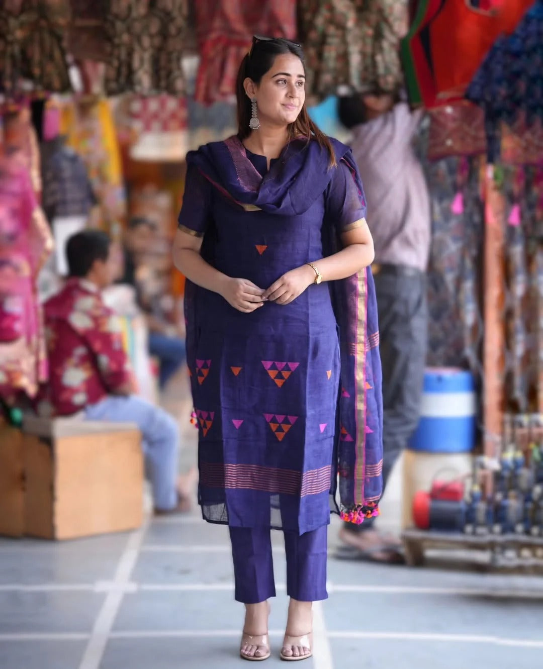 Handwoven Royal Blue Kurta Set