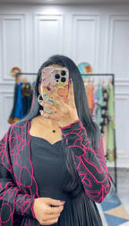 Floral Fantasy Anarkali Black