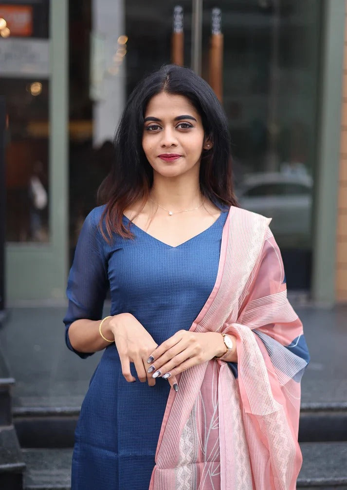 Indigo Wave Top & Dupatta Set