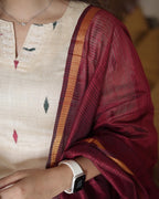 Tussar Silk Kurti With Double Colour Diamond Butta With Dupatta