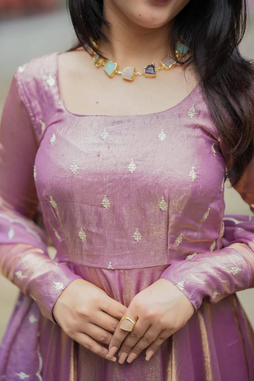 Lavender Space Silk Anarkali