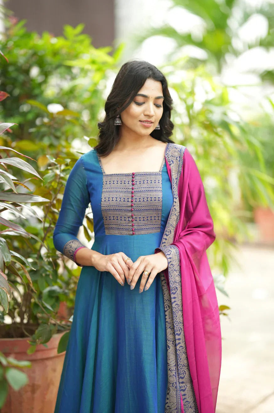 Pure Cotton Anarkali With Dupatta