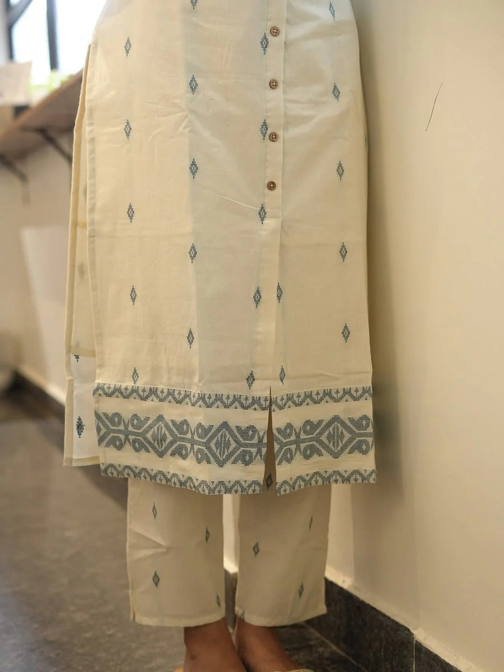 Classy Pure Cotton Coord With Diamond Butta Detailing