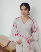 Canvas Grey Handpainted Cotton Suit Set