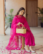 Chroma Charm Purple Handpainted Cotton Suit Set