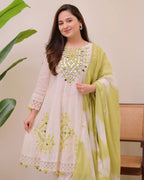 Lime Glow Aline Handwork Pakistani Suit