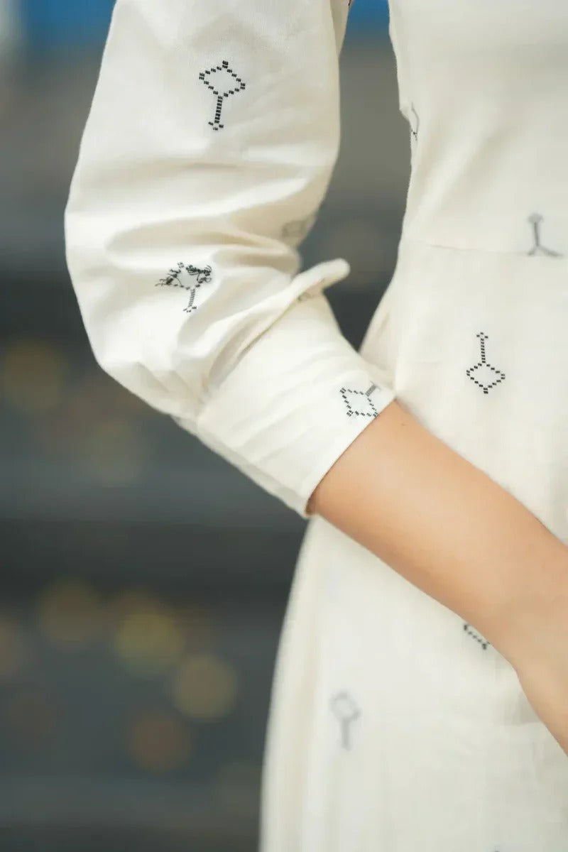 Diaa Handloom Co-ord Set in White