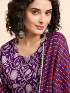 Women‚¬„¢s Viscose Anarkali Kurta and Pant Set with Dupatta