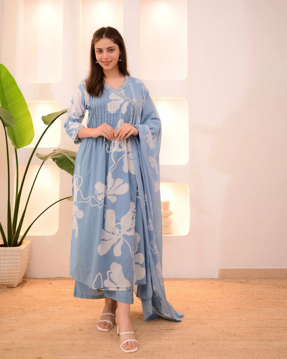 Floral Drift Handcrafted Cotton Suit Set