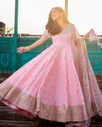 PINK LOOP ANARKALI SUIT SET
