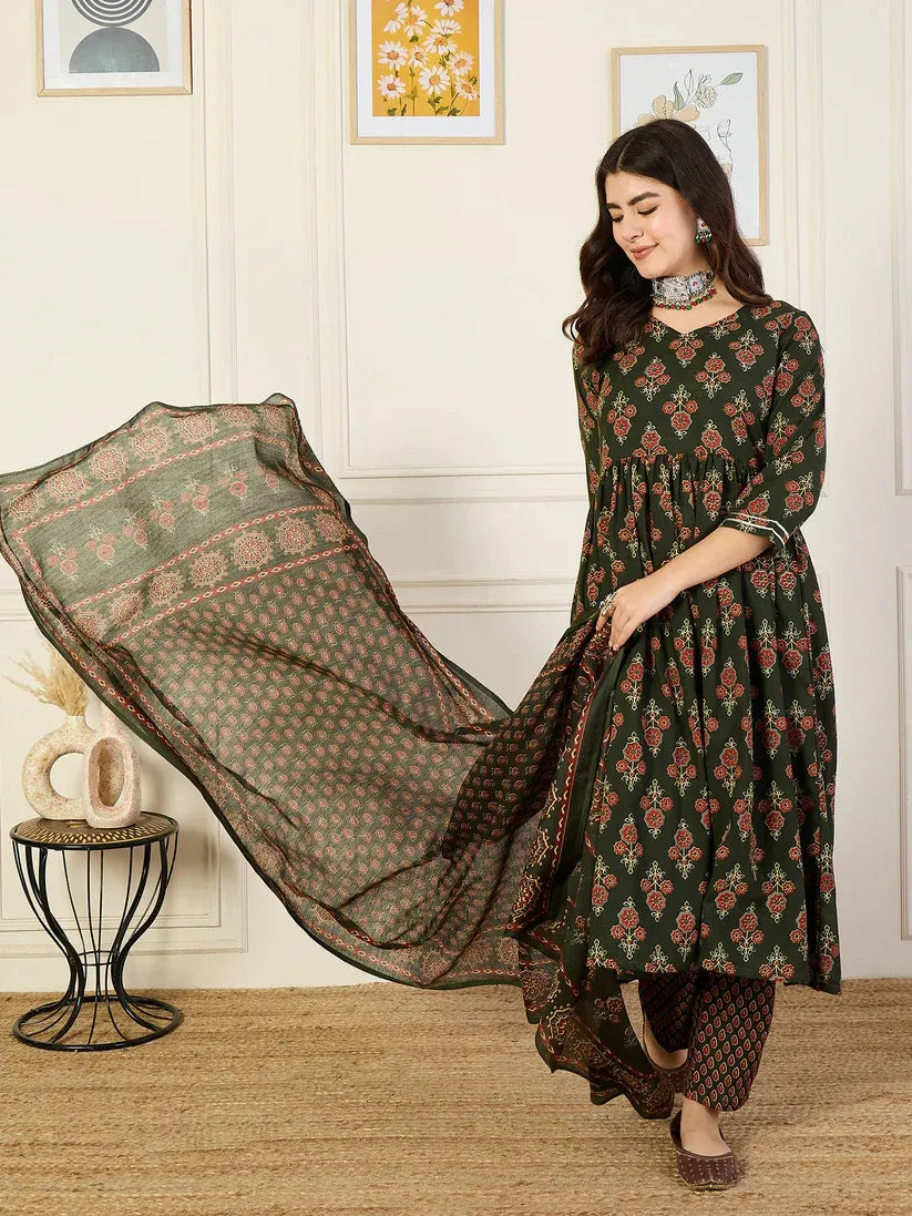 Moss Charm Anarkali Suit Set
