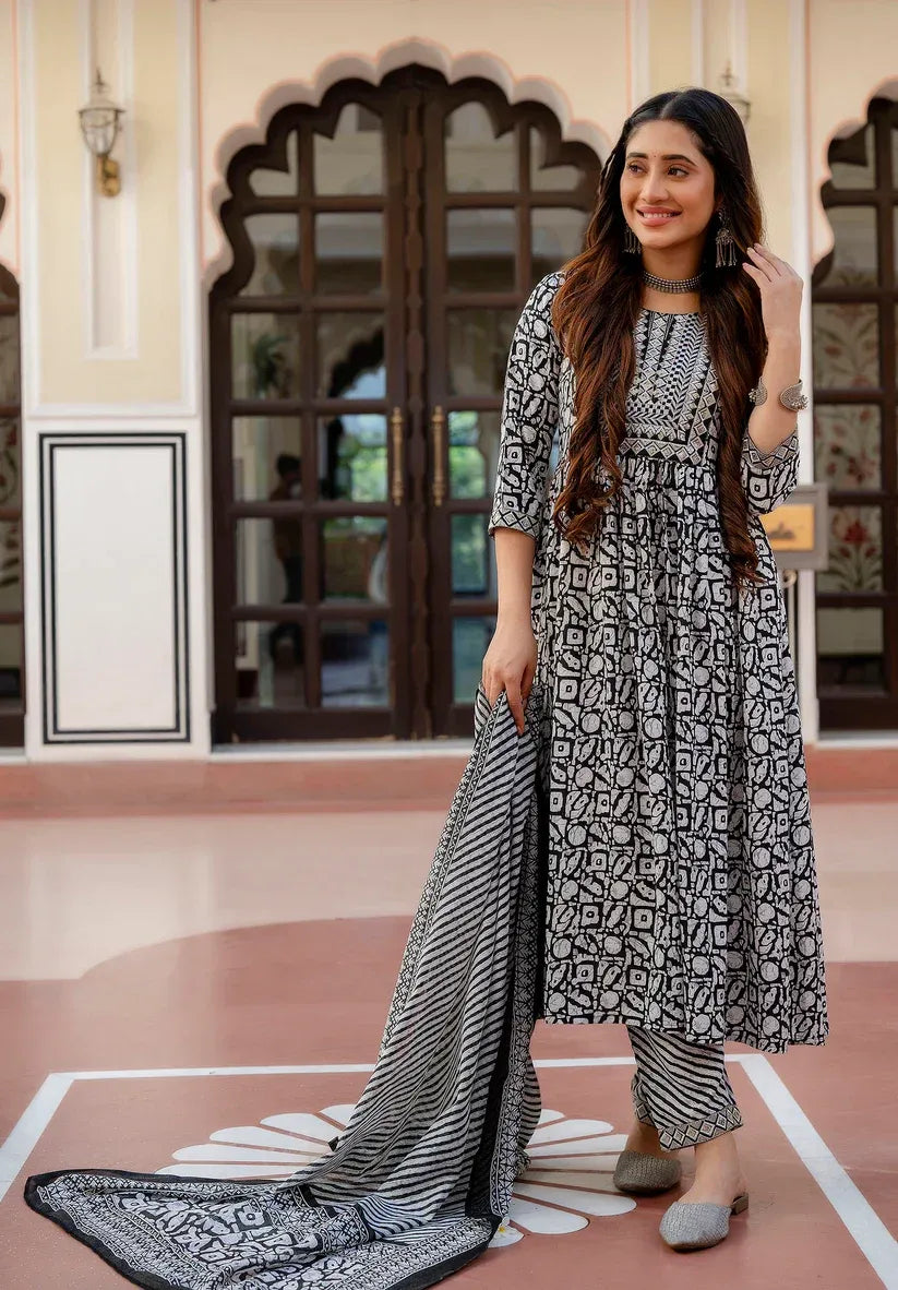 Starlight Stripe Pure Viscose Anarkali Set