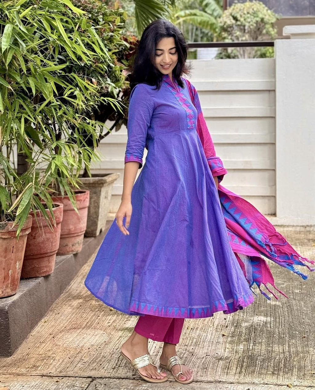 Pure South Cotton Mangalgiri Anarkali Set