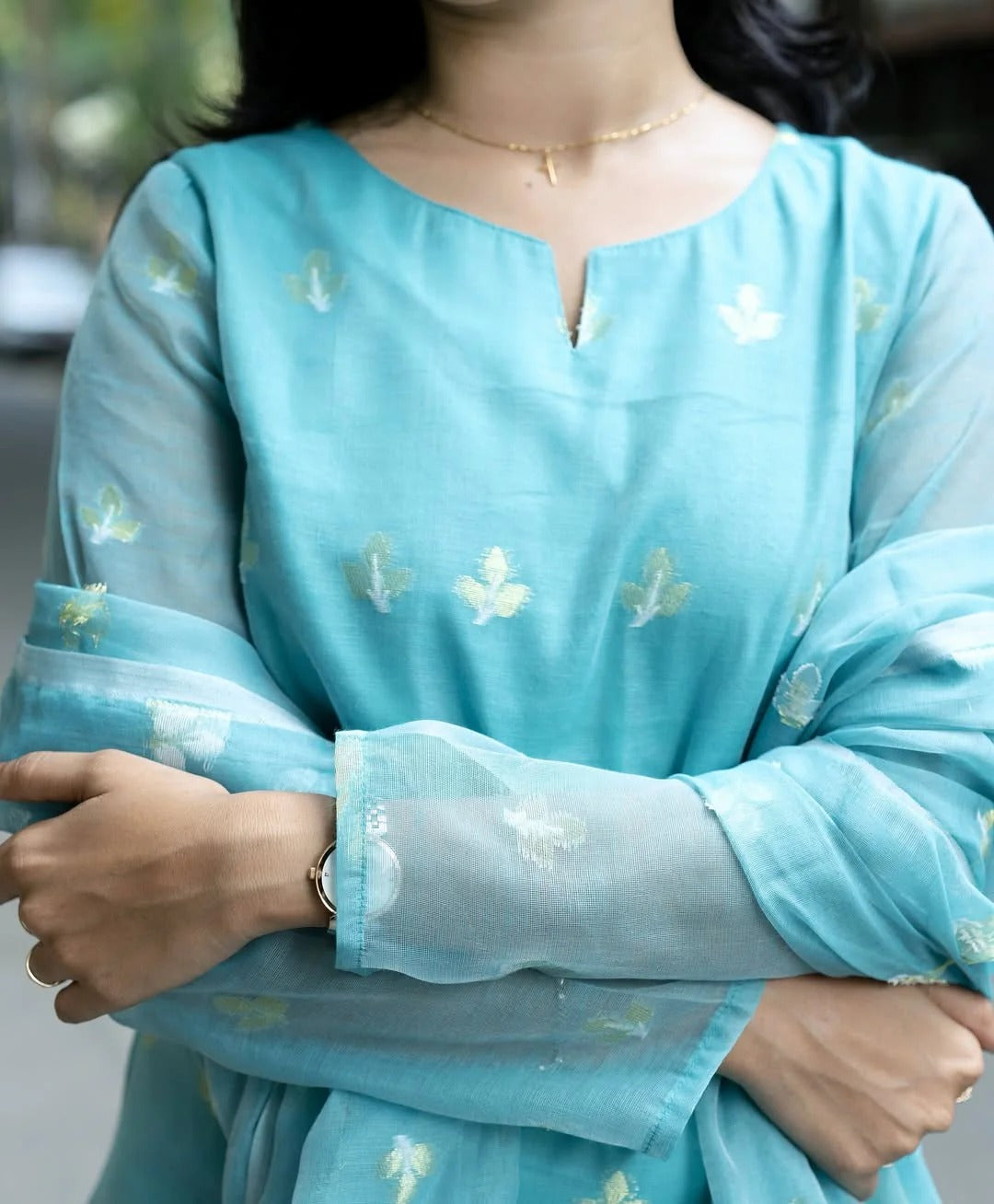 Jamdani Suit Set Paired With Soft Cotton Pants And Stunning Jamdani Dupatta