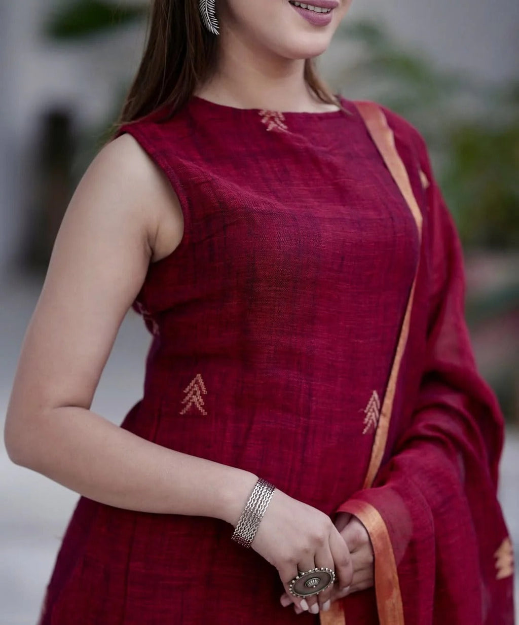 Handwoven Linen Jamdani Suit Set