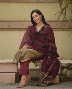 Elegance Woven Maheshwari Silk Suit Set