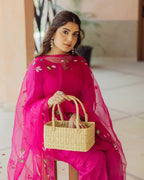 Chroma Charm Purple Handpainted Cotton Suit Set