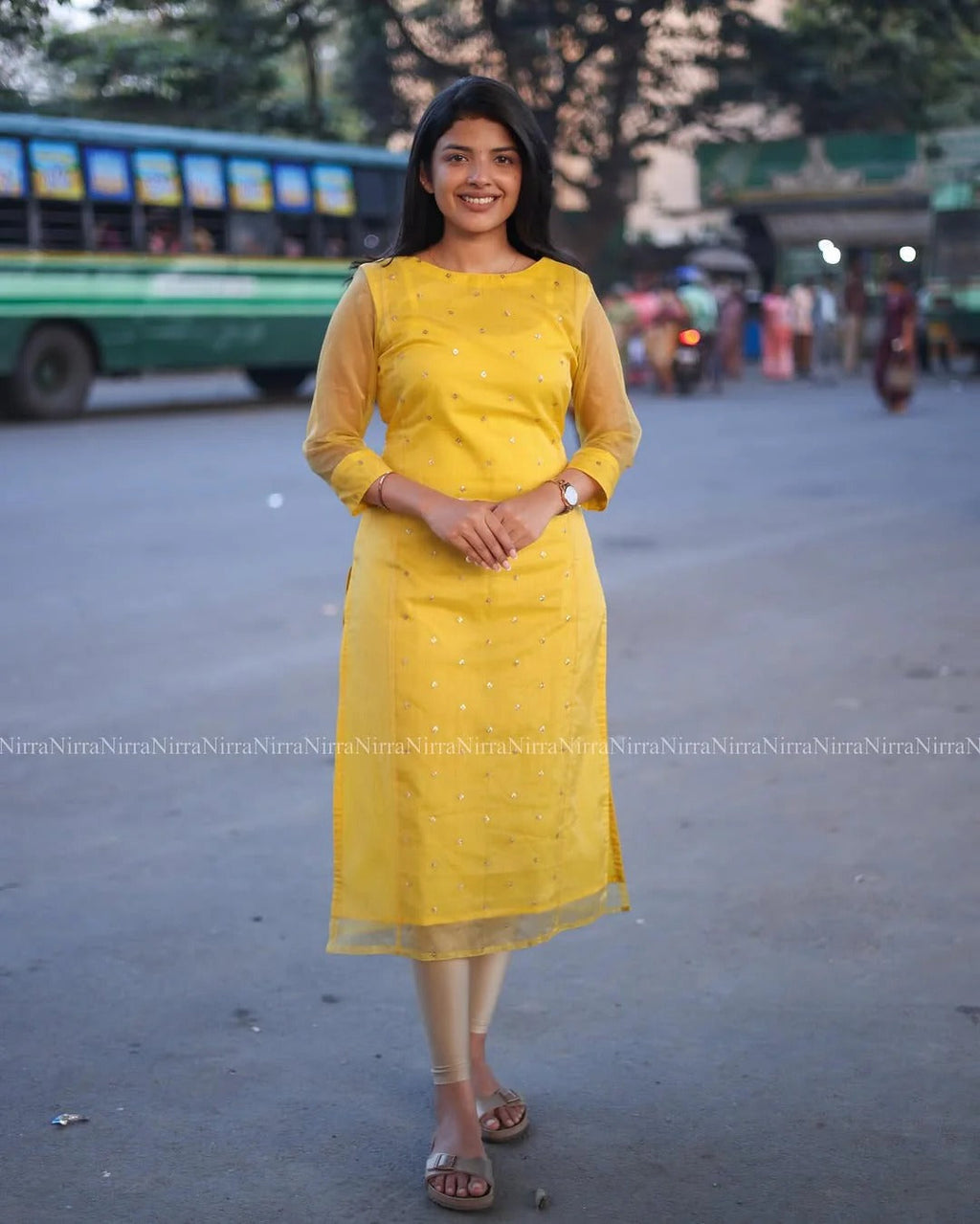 Yellow Organza Kurta Set Regular price