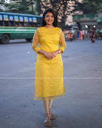 Yellow Organza Kurta Set Regular price