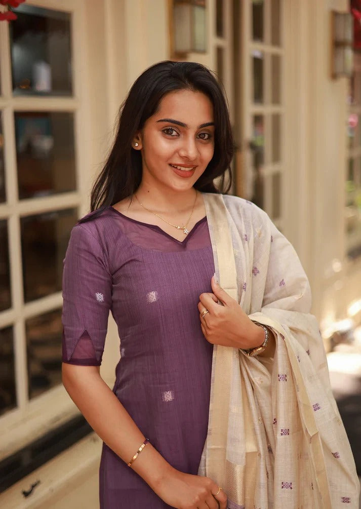 Aubergine Aura Top & Dupatta set