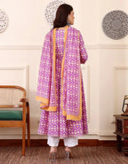 Women‚¬„¢s Viscose Pastel Pink Anarkali Kurta and Pant Set with Dupatta