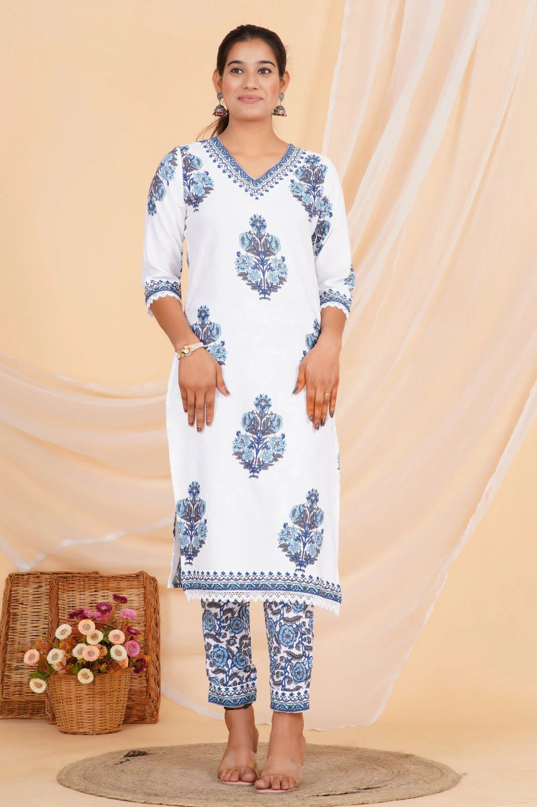 Ocean Bloom Viscose Rayon Suit Set