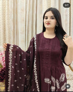 Plum Petals Cotton Suit Set