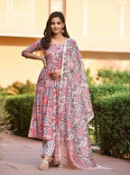 Women‚¬„¢s Pink Printed Viscose Rayon Kurta and Pant Set