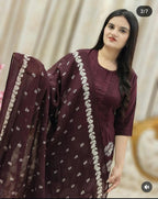 Plum Petals Cotton Suit Set