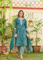 Green Ruhani Cotton Straight Suit