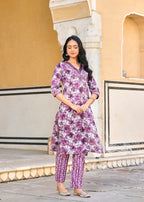 Classique Straight Suit Set with Mulmul Dupatta