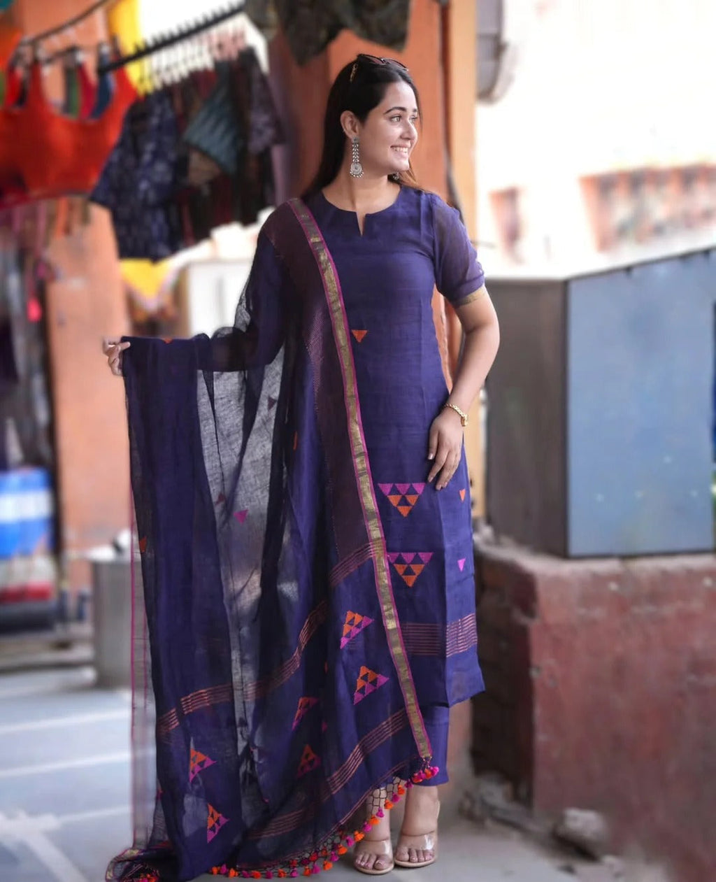 Handwoven Royal Blue Kurta Set